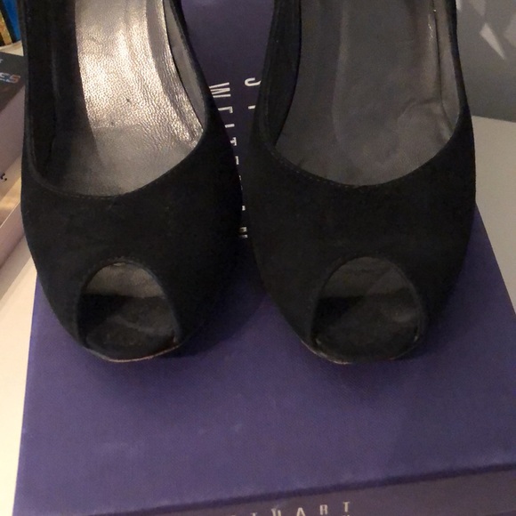Stuart Weitzman black suede peep toe pumps - Picture 4 of 6